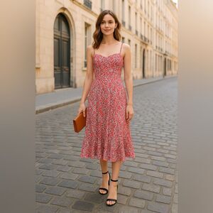 J Crew x Liberty of London Wiltshire Fit & Flare Midi Dress, Floral Berry, Sz 8T